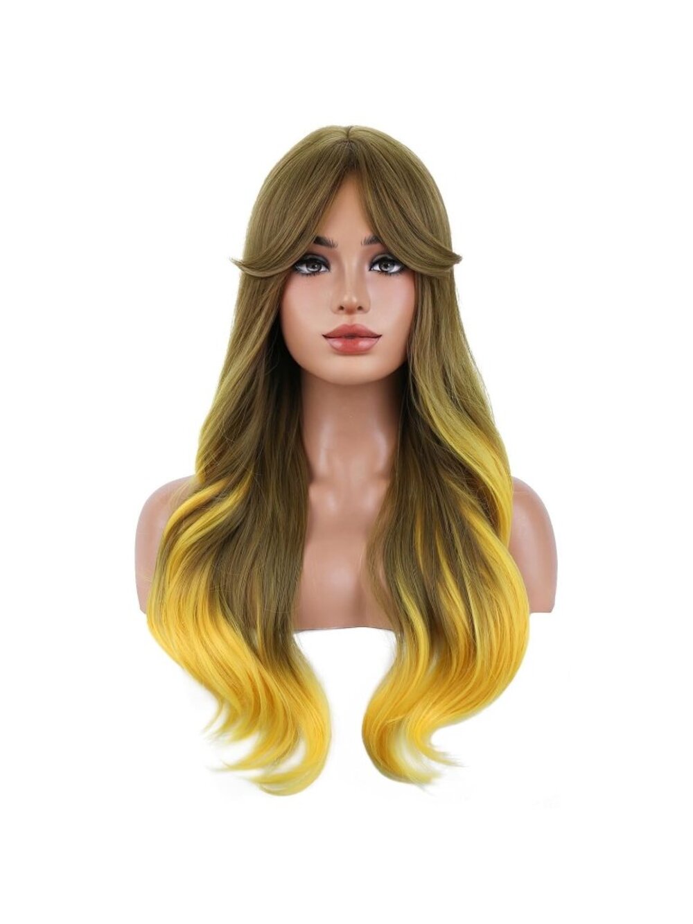 Women's Yellow Ombre BERON Long Adjustable Ombre Wig Curly Wavy Synthetic Hairs